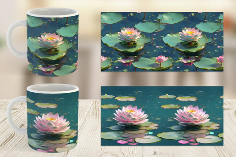 Mug Wrap Lotus Flower Pattern Sublimation artnoy 