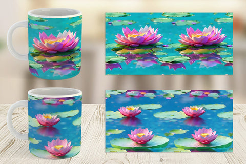 Mug Wrap Lotus Flower Pattern Sublimation artnoy 
