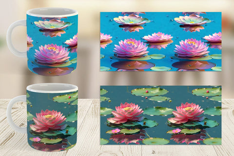 Mug Wrap Lotus Flower Pattern Sublimation artnoy 