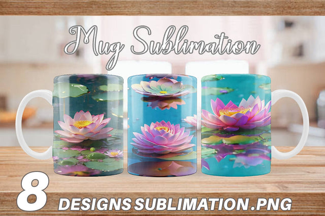 Mug Wrap Lotus Flower Pattern Sublimation artnoy 