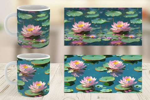 Mug Wrap Lotus Flower Pattern Sublimation artnoy 