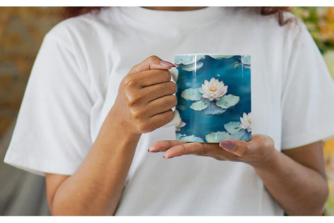 Mug Wrap Lotus Watercolor Pattern Sublimation artnoy 