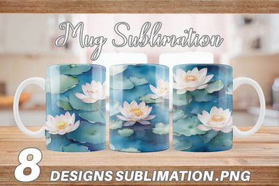 Mug Wrap Lotus Watercolor Pattern Sublimation artnoy 