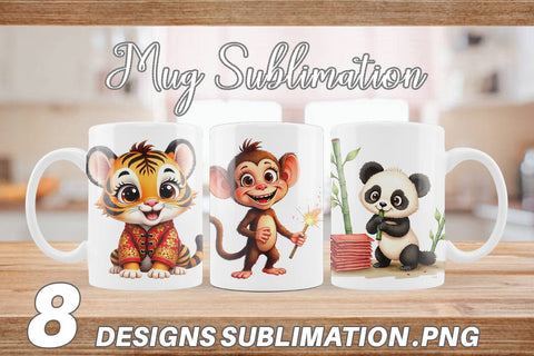 Mug Wrap Lunar New Year Cuties 2026 Watercolor Sublimation artnoy 