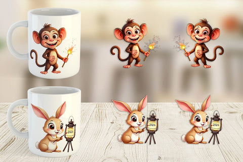 Mug Wrap Lunar New Year Cuties 2026 Watercolor Sublimation artnoy 