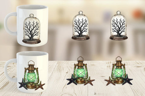 Mug Wrap Macabre Gothic Scholar Desk Sublimation artnoy 