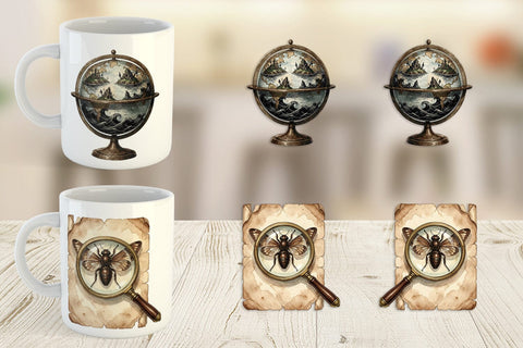 Mug Wrap Macabre Gothic Scholar Desk Sublimation artnoy 