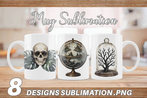 Mug Wrap Macabre Gothic Scholar Desk Sublimation artnoy 