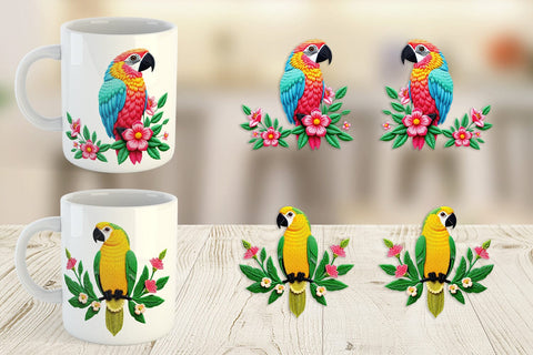 Mug Wrap Macaw Embroidery Sublimation artnoy 