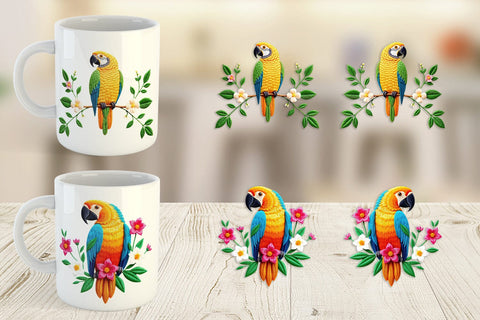 Mug Wrap Macaw Embroidery Sublimation artnoy 