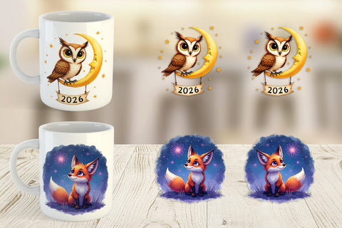 Mug Wrap Magical Midnight Celebration 2026 Animals Sublimation artnoy 