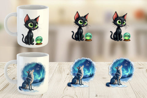 Mug Wrap Magical Midnight Celebration 2026 Animals Sublimation artnoy 