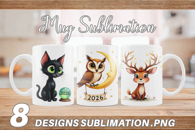Mug Wrap Magical Midnight Celebration 2026 Animals Sublimation artnoy 