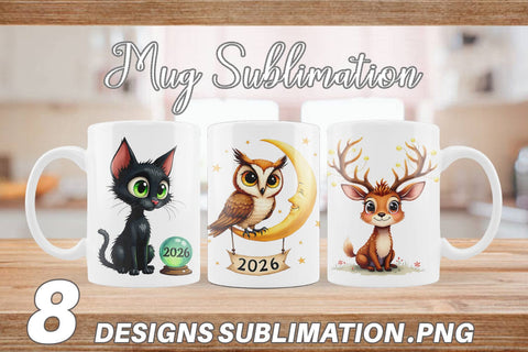 Mug Wrap Magical Midnight Celebration 2026 Animals Sublimation artnoy 