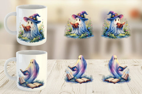 Mug Wrap Magical Spellbook Ghost Sublimation artnoy 