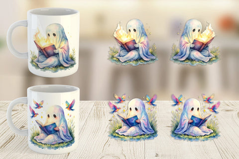 Mug Wrap Magical Spellbook Ghost Sublimation artnoy 
