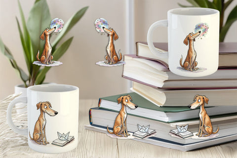 Mug Wrap Magical Storytime Dog Watercolor Sublimation artnoy 