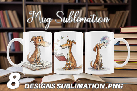 Mug Wrap Magical Storytime Dog Watercolor Sublimation artnoy 