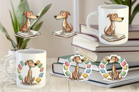 Mug Wrap Magical Storytime Dog Watercolor Sublimation artnoy 