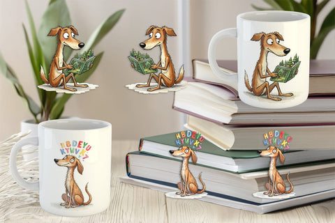 Mug Wrap Magical Storytime Dog Watercolor Sublimation artnoy 