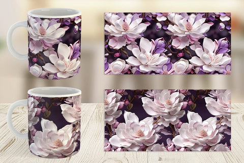 Mug Wrap Magnolia Flower Pattern Sublimation artnoy 