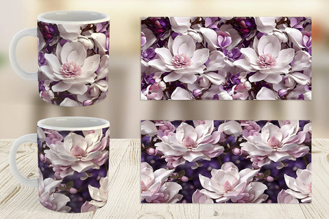 Mug Wrap Magnolia Flower Pattern Sublimation artnoy 