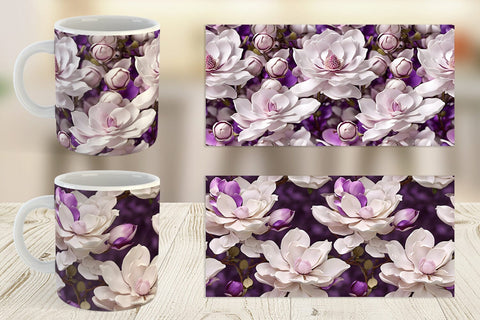 Mug Wrap Magnolia Flower Pattern Sublimation artnoy 