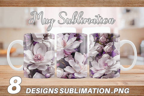 Mug Wrap Magnolia Flower Pattern Sublimation artnoy 