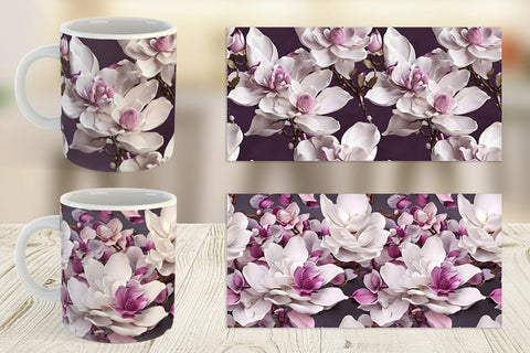 Mug Wrap Magnolia Flower Pattern Sublimation artnoy 