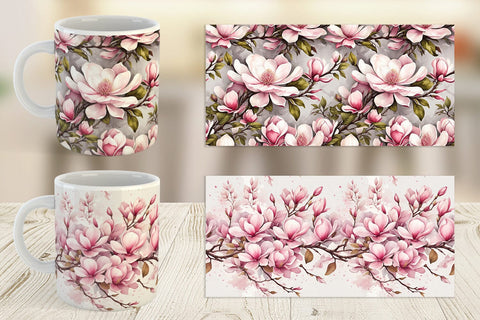 Mug Wrap Magnolia Pattern Sublimation artnoy 