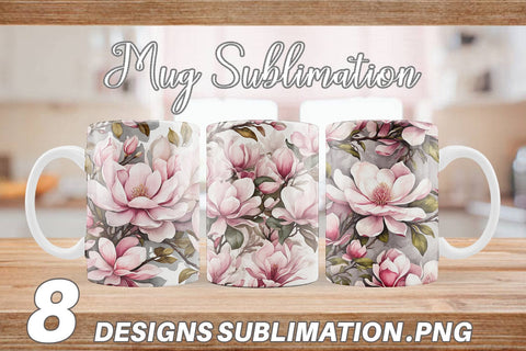 Mug Wrap Magnolia Pattern Sublimation artnoy 