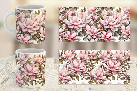 Mug Wrap Magnolia Pattern Sublimation artnoy 
