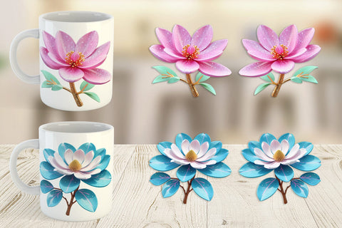 Mug Wrap Magnolia Vibrant Sublimation artnoy 