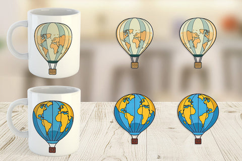 Mug Wrap Map Hot Air Balloon Sublimation artnoy 