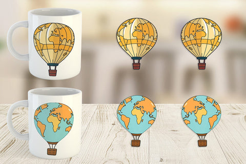 Mug Wrap Map Hot Air Balloon Sublimation artnoy 