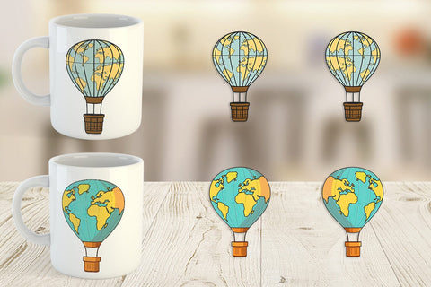 Mug Wrap Map Hot Air Balloon Sublimation artnoy 