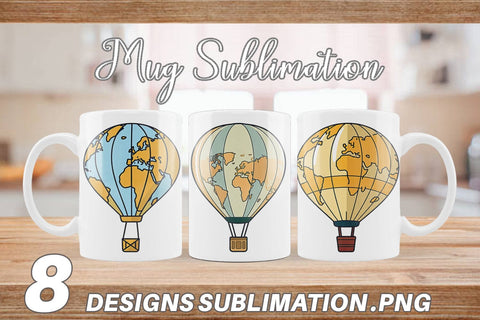 Mug Wrap Map Hot Air Balloon Sublimation artnoy 