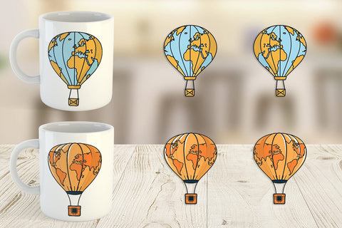 Mug Wrap Map Hot Air Balloon Sublimation artnoy 