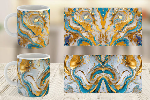 Mug Wrap Marble Liquid with gold Sublimation artnoy 