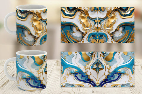 Mug Wrap Marble Liquid with gold Sublimation artnoy 