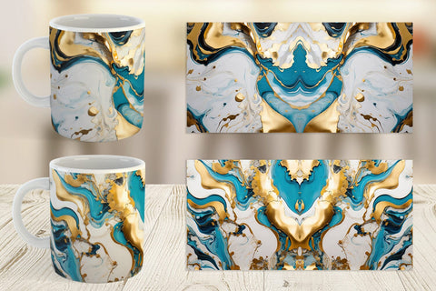 Mug Wrap Marble Liquid with gold Sublimation artnoy 