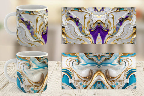 Mug Wrap Marble Liquid with gold Sublimation artnoy 
