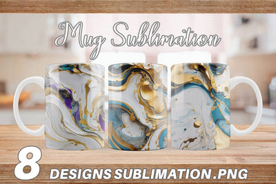 Mug Wrap Marble Liquid with gold Sublimation artnoy 
