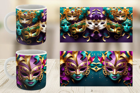 Mug Wrap Mardi Gras Masks Sublimation artnoy 