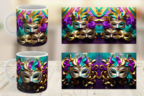 Mug Wrap Mardi Gras Masks Sublimation artnoy 