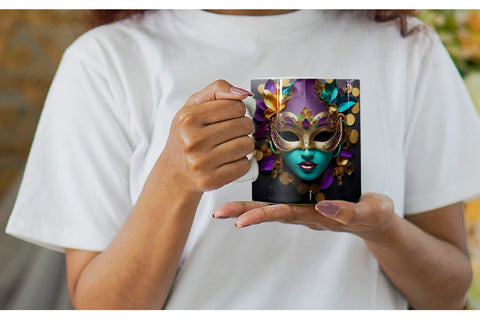 Mug Wrap Mardi Gras Masks Sublimation artnoy 