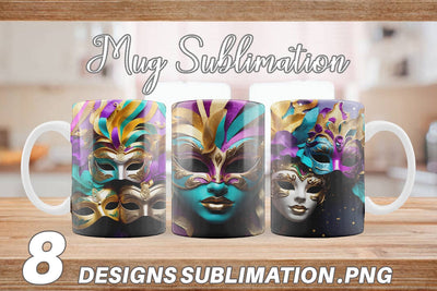 Mug Wrap Mardi Gras Masks Sublimation artnoy 