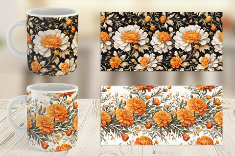 Mug Wrap Marigold Pattern Sublimation artnoy 