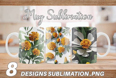 Mug Wrap Marigolds Pattern Sublimation artnoy 