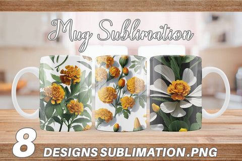 Mug Wrap Marigolds Pattern Sublimation artnoy 